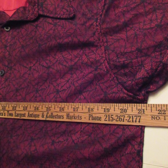 Morbid Threads Vintage Black Spiderweb Cobweb Lace Red Shirt Button Up Goth Men - Picture 13 of 14